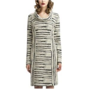 Dzhavael Couture Striped Long Sleeve Dress Detachable Cowl Neck size Medium